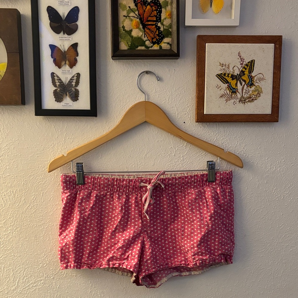 XHILERATION VINTAGE Y2K 90S PINK HEART SLEEP SHORTS